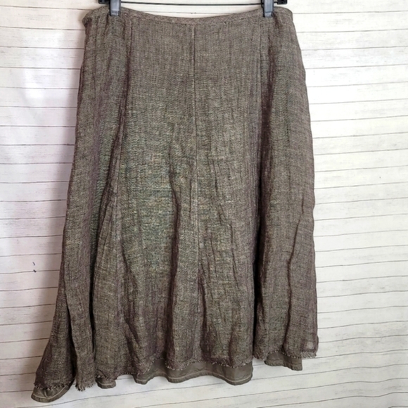 EILEEN FISHER 100% LINEN SEAMED SKIRT IN CLOVE, SZ MEDIUM - Picture 8 of 12